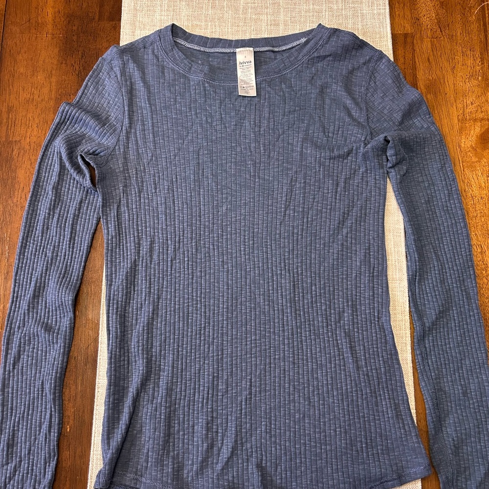 Ivivva Blue Long Sleeve Ribbed Top